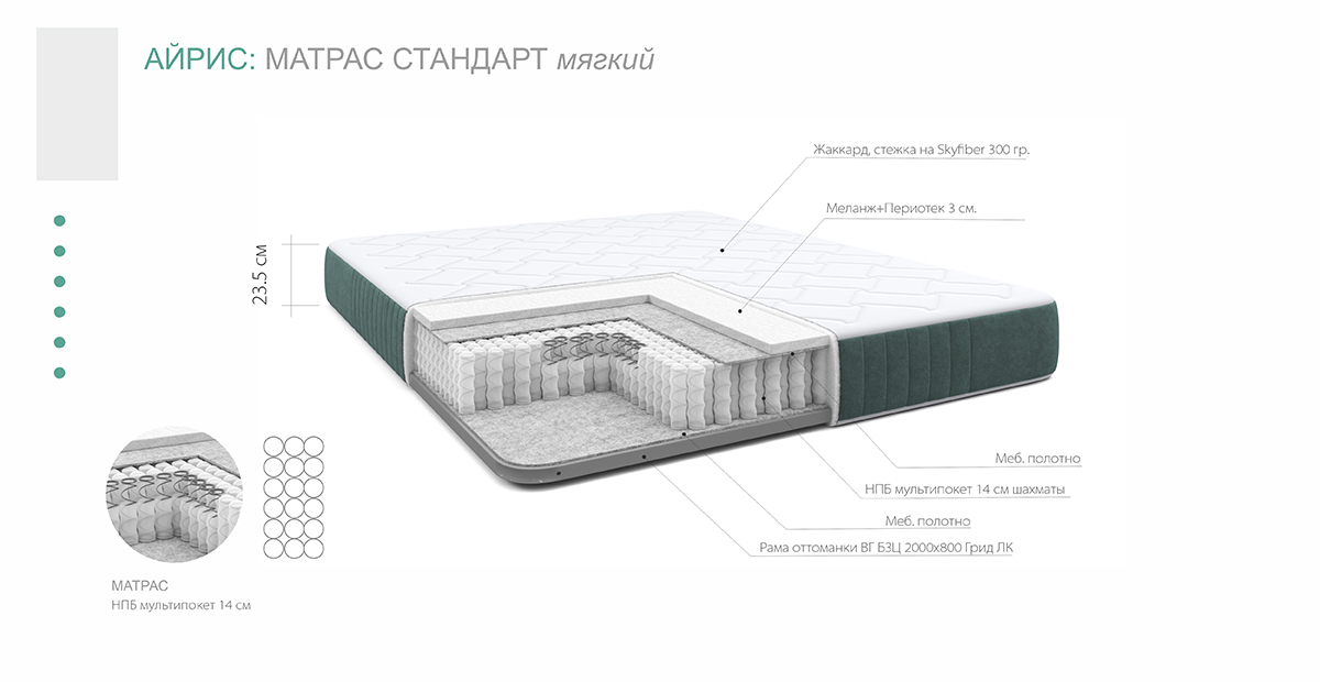 Кровать с матрасом Айрис Стандарт