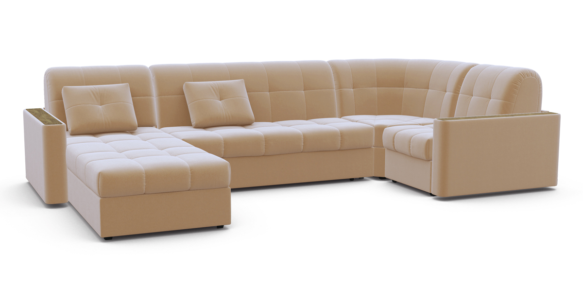 

Угловой диван Цвет Диванов, Бежевый, Бергамо NEXT 155 с оттоманкой макси Дуб каньон